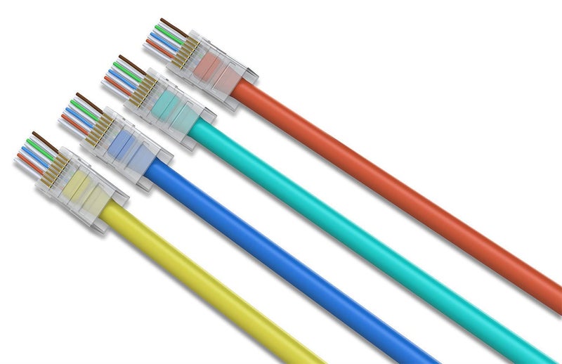 PETECHTOOL RJ45 Cat6A Cat6 Pass Through Connectors 50Pack 23AWG End Bold Ethernet 8P8C Gold Plated Modular Plug for Unshielded Twisted Pair Solid Wire Standard Cables - Image 4